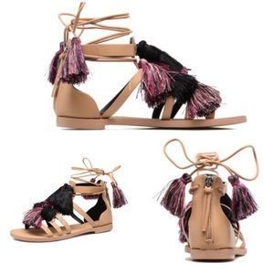 Rebecca Minkoff Elisha Pompom Studded Cage Sandals